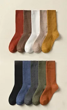 Дамски зимни топли Меки памучни чорапи терлици Обикновена Ежедневни чорапи Harajuku Женски основни ежедневни чорапи