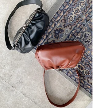 Дамски малка чанта от изкуствена кожа реколта дамска чанта облак кратка ежедневна дамска чанта през рамо чанта с клипс чанта bolsas клатч