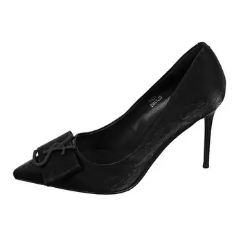 Дамски модни обувки на висок ток, удобни кадифени обувки на високи токове, дамски ежедневни черна работна обувки, вечерни обувки за нощен клуб