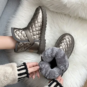 Дамски обувки, изработени от памук, на равна подметка, женски леки водоустойчив ботильоны, женски бели зимни обувки 2019 г., супер топли зимни обувки U11-41