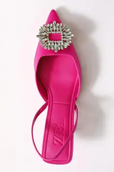 Дамски обувки Лято 2021 г. Нови розови сватбени обувки с пайети, Отворени обувки за сватба