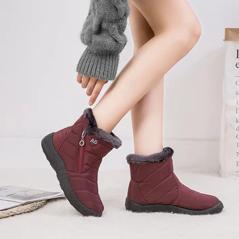 Дамски обувки Непромокаеми зимни обувки Дамски плюшени зимни обувки Дамски топли ботильоны Botas Mujer Зимни обувки Дамски Плюс размер