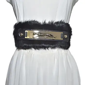 Дамски писта мода естествена кожа заек разтеглив скута колани женствена рокля Корсет Скута колани, бижута широк колан R2264