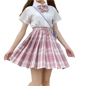Дамски плисирани поли Японската училищна униформа с висока талия Сексапилната мила мини-пола в клетката Годишната училищна форма на JK Облекло за учениците от 18 цвята
