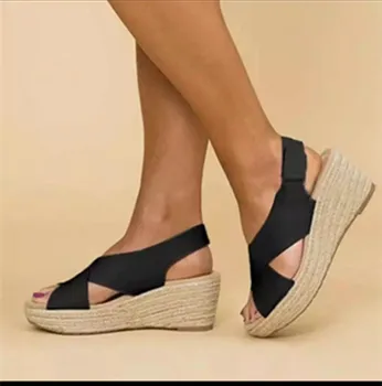 Дамски сандали, Летни Нови модни сандали на висок ток с дебело дъно, Плюс Размера на Европейската И американската Плажни обувки за почивка Сандали