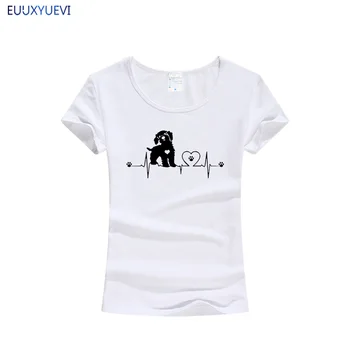 Дамски тениски Златна тениска с драсканици Забавни сладки тениски с сердцебиением за кучета Ежедневни Персонализирани Тениски на Новия дизайн на EUU-027