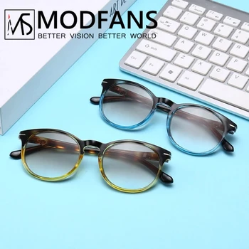 Дамски цветни Очила за четене Мъжки Градиентные Сиви Лещи Анти-UV400 Стъклени Очила Ретро Кръгли Рамки за очила +1.0+1.5+2.0+2.5+3.0