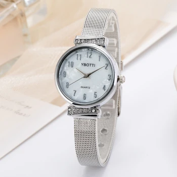 Дамски часовници 2020 Нова мода Златни Ежедневни кварцов часовник-гривна Дамски часовник с метална решетка от неръждаема стомана Часовник Relogio Feminino