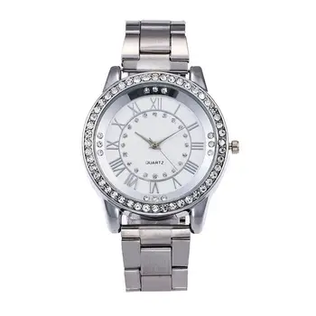 Дамски часовници е От Неръждаема Стомана Изящни Часовници Дамски Кристали Луксозни Всекидневни Кварцов часовник Relojes Mujer 2020 Нови постъпления