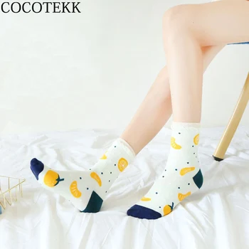 Дамски чорапи Корея Кавайный дизайн Ягодово Мляко от крава Харадзюку Забавни сладки памучни щастливи чорапи За жени Новост за момичета Коледни подаръци