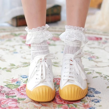 Дантелени чорапи в японски стил за момичета в стил Лолита, чорапи в стил Лолита, Южна Корея, jk, меки чорапи със сърца за момичета
