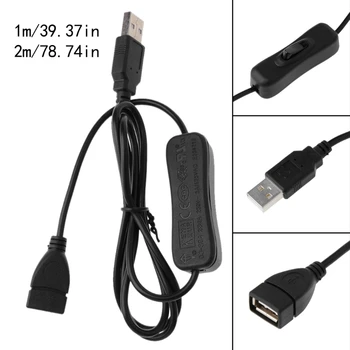 Дата на преобразуване електроника 28 см USB кабел от мъжа към жената Превключвател ON-OFF Превключвател, Кабелен Led лампа Линия Хранене Черен