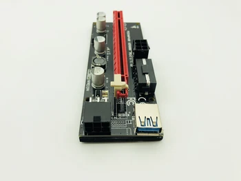 Двойна LED VER009S PCI-E Странично 009S PCI Express Странично Карта от 1X до 16X 0,6 М Кабел USB 3.0 6Pin IDE Molex Храна за майнинга БТК Миньор