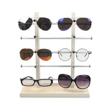Двухрядная Дървени Рафта За слънчеви очила Витрина Стелажи За очила, Слънчеви Очила Органайзер За Съхранение на Изложбена стойка