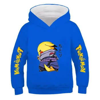 Детска hoody с качулка Пикачу за момчета с дълъг ръкав Детска hoody за момичета Върховете Карикатура Ежедневни облекла Pokemon Градинска облекло