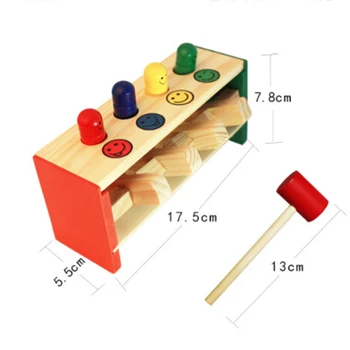 Детски Дървени Играчки-чукове +Стик-чук Кутия За деца Забавни играчки-пъзели за деца детска Дървена пейка за чукове Детски играчки