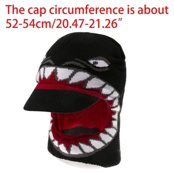 Детски зимни вязаная ветрозащитная шапка с козирка карикатура акула шал качулка шапка