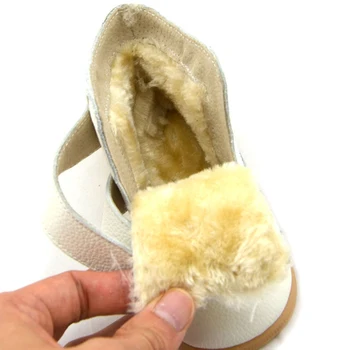 Детски зимни обувки 2020 Нова зимни детски обувки от естествена кожа, с памучна подплата, Модни обувки на равна подметка за момчета и момичета Обувки