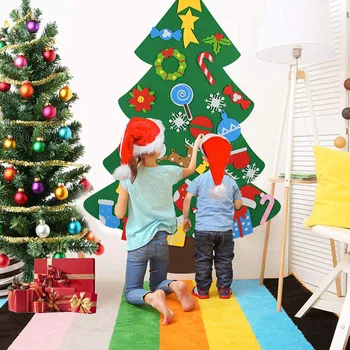 Децата DIY Филцови Коледна Елха весела Коледа Дядо Коледа, Снежен човек Украса За Новогодишната Дома Стенни Коледно Дърво Навидад Подарък