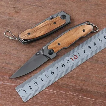 Джобен нож от Дамасской стомана Тактически Сгъваеми Ножове с дървена Дръжка 5CR13 Острието на Ловни Ножове за оцеляване в нощуване На открито EDC Инструменти
