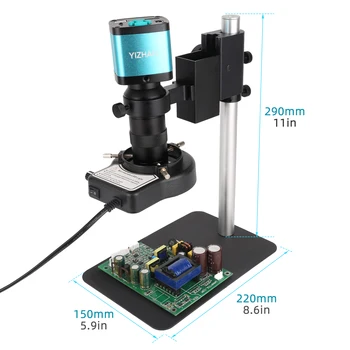 Дигитален Микроскоп YIZHAN За Електроника, който е Съвместим с 48-мегапикселова 4K USB, HDMI, VGA Камера 180X 130X Обектив и ремонт на led кръгла лампа