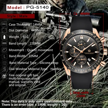 Дизайн Pagrne 2021 Нови мъжки кварцов часовник с гумена каишка на китката Мъжки водоустойчив часовник Луксозна марка Мъжки спортни военни часовници