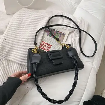 Дизайнерска дамска чанта Coolcept на рамото от изкуствена кожа с камък, Модерна чанта-месинджър за дама, Стил Ins, Сладка Женствена чанта през рамо