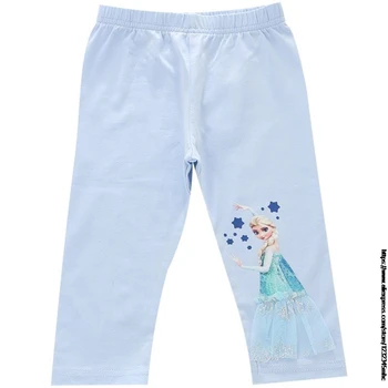 Диснеевские детски Летни Нови Гамаши Скъсяване на Панталони за момичета Носят Стерео Замразени Панталони Принцеса Фини гамаши, с подплата