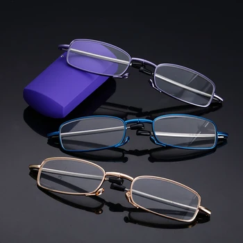 Дограма от алуминиеви Сгъваеми Очила за мъже и жени Телескопични Крака на Въртене на Очила за старческо с футляром за очила +1,0~+4,0