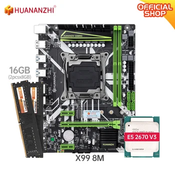 Дънна платка HUANANZHI X99 8 М X99 с процесор Intel XEON E5 2670 V3 с 2*8 Г DDR4 без ECC памет комбиниран комплект комплект NVME USB3.0 ATX Сървър