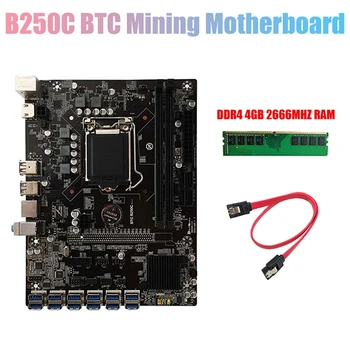 Дънна платка за майнинга B250C БТК+Памет DDR4 4G 2666 Mhz 12XPCIE към конектора за видеокартата USB3.0 дънната Платка на компютъра LGA1151