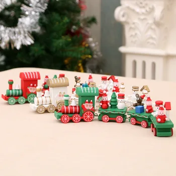 Дървена Коледен Влак Мини-Влак Декор, Определени за Коледно Парти, Коледен Влак Бижута, Играчки за Деца, Подарък Декорация на Дома