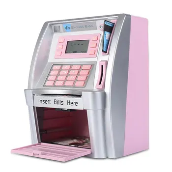 Е-Прасенце Мини банкомат Парола Паричен Кутия За Деца Цифрови Монети Спестяване на Пари Автоматична кутия-Сейф Детски Подарък