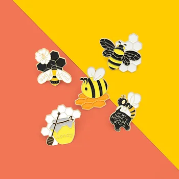 Европейската И Американската Креативна Нова Брошка С Пчела, Изискана Брошка С Цветя На Животните От Анимационни Икона 