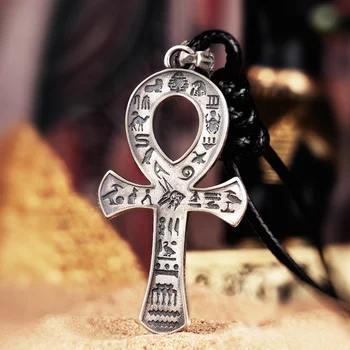 Египетски Кръст, Медальон 925 Сребърно колие Анка Модни Мъжки и дамски Ретро Бижута