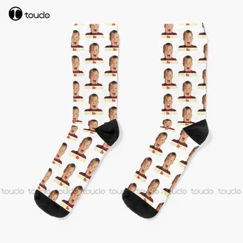 Един Дом Коледен Подарък Чорапи Бели Чорапи Персонализирани Потребителски Унисекс За възрастни, Юноши, Младежи, Чорапи с дигитален печат 360° Коледен подарък