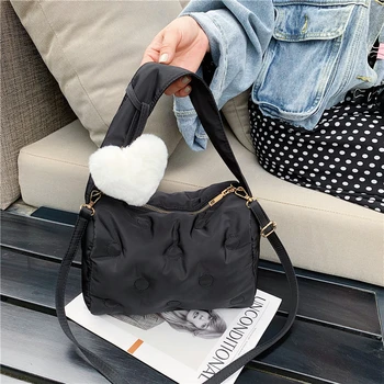 Ежедневното Квадратно пространство Меки дамски чанти на рамо Дизайнерски ватирани чанти Найлонова чанта през рамо Naka памучен малка чанта-bag за възглавници
