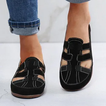 Еластичната лента Дамски сандали на ток с платформа, сандали на танкетке, Модни дамски сандали, Лятна градинска обувки за жени
