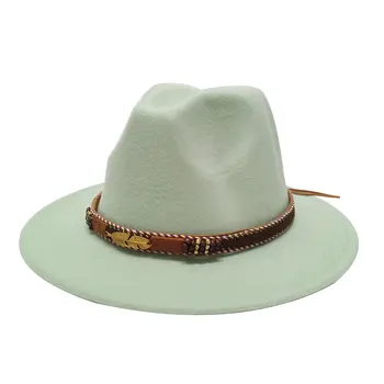 Есенна фетровая шапка за мъже и жени, Панамская шапка с колан, европейски и американски стил, модни джентльменская църковна фетровая шапка, шапка шапеу masculino