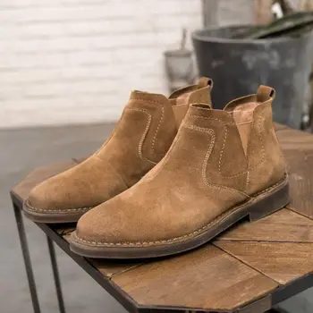 Есенни нов мъжки модерен класически обувки Челси от изкуствен велур, бизнес обувки, ботильоны, доброто шевни къси ботуши KA549