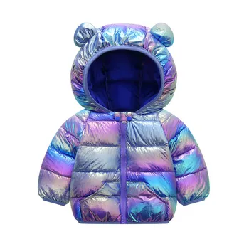 Есенно-зимни нова скъпа детска naka яке с къс цветен топло палто за малки момиченца, Дрехи за момичета, Детски пухени палта