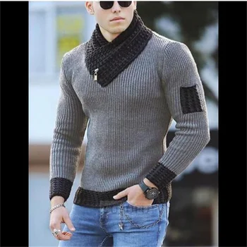 Есента корейската мода За мъже Casual пуловер в ретро стил Вълнена поло голям размер 2022 Зимни мъжки топли памучни блузи, пуловери