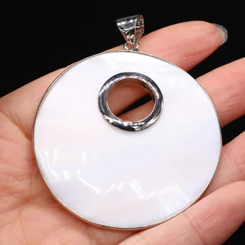 Естествен Седеф висулка във формата на миди Бохемски Голяма кръгла парче от Морска мида Медальон Бижута направи си САМ Обеци, Колие, за да проверите за производство на