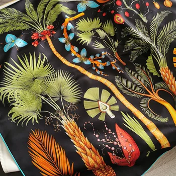 Жена Копринен Шал Suya Dream Естествена Коприна 110x110 см Квадратни шалове с принтом Луксозен стил Красят Пролет-есен шал