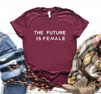 Женска тениска БЪДЕЩЕТО - това е женска тениска с принтом букви, женска тениска с къс ръкав и кръгло деколте, без тениска, дамски ежедневни тениска