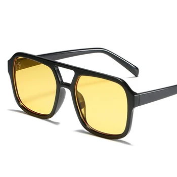 жълти Слънчеви очила Дамски Реколта Луксозни маркови извънгабаритни дамски очила за шофиране Нюанси Слънчеви очила 2021 Модни Уникални нюанси