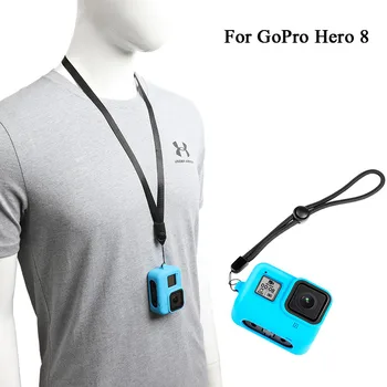 За Gopro 8 Силиконова Капачка Hero 8 Черен Калъф за Спортна Камера със Защита от Падане с каишка на китката, за аксесоари go pro hero8