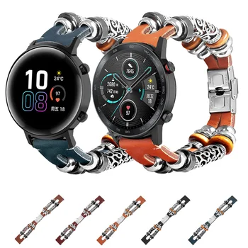 За Huawei Honor Watch Magic 2 46 мм 42 мм и Каишка от естествена кожа 20 мм и Каишка за часовник в етнически стил Издълбани Ретро Гривна GT 2 Каишка за часовник