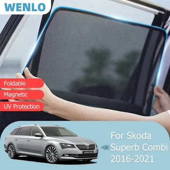 За Skoda Superb Combi 2016-2021 Предното Предното стъкло на Колата на сенника Странично прозореца Щори Козирка Магнитен Автоматична Врата козирка на Окото завеса