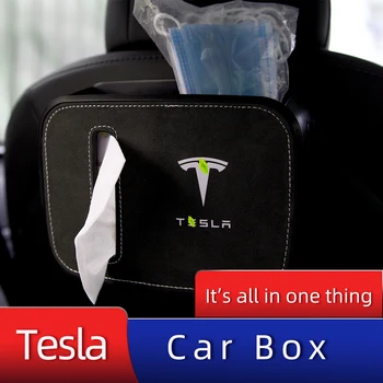 За Tesla, Модел 3 Y 2021 Авто Централна Кутия За Съхранение на Организаторът Контейнер за Съхранение на кожата Многофункционален Калъф Притежателя на Аксесоари за Автомобили